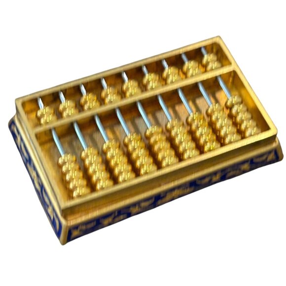 Miniature Gold & Blue Abacus Decorative Collectible Crafted With Metal & Enamel - Picture 4 of 7